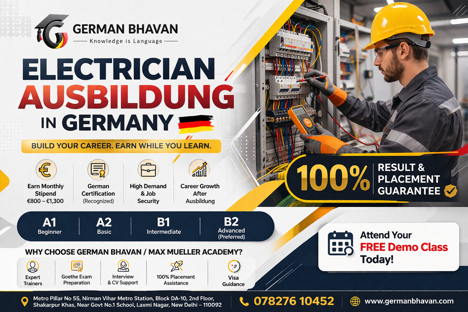 Electrician Ausbildung in Germany – 100% Placement & Result Guarantee